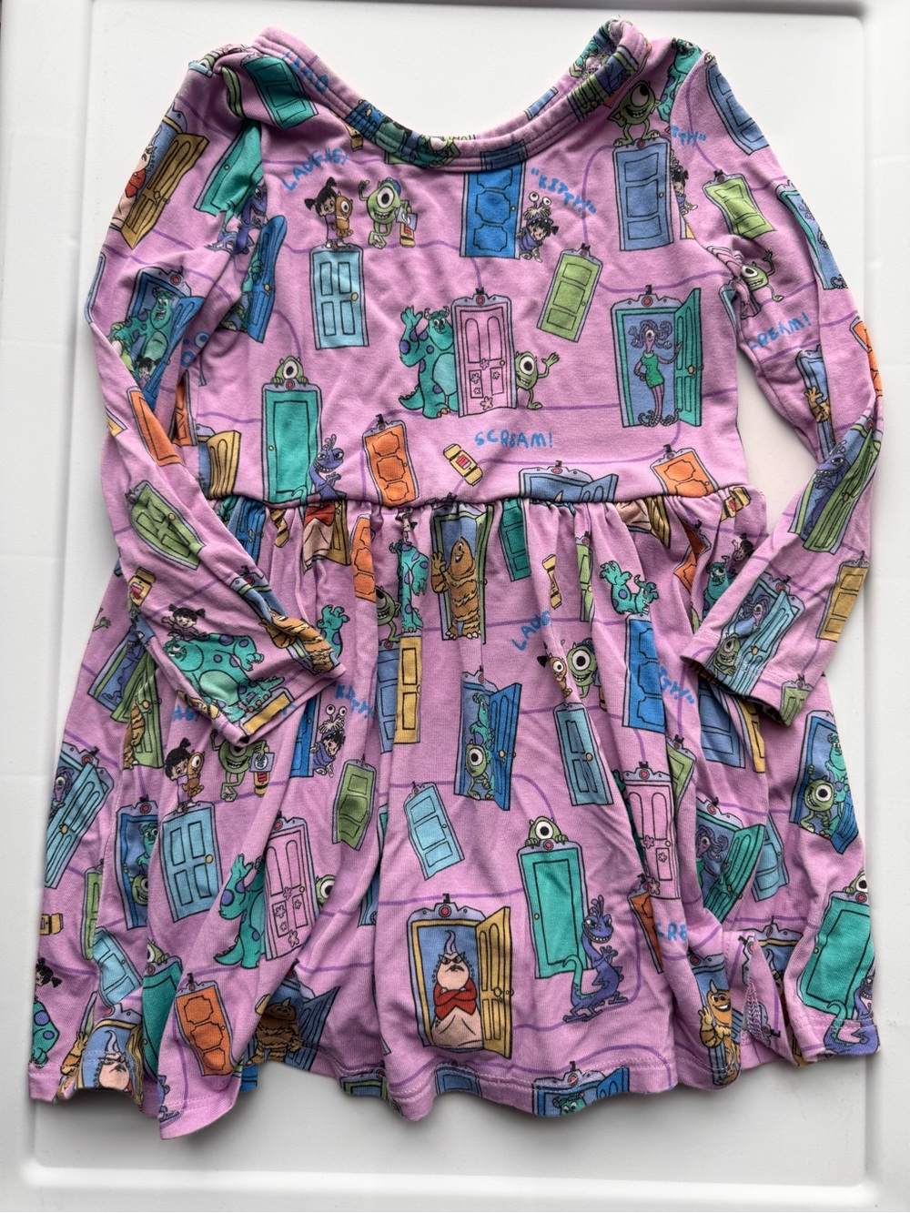 Little sleepies Monsters Inc. lavender bodysuit long sleeve dress 18 - 24 months